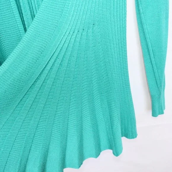 Y2K Rhinestone Butterfly Lace Turquoise Ribbed Cardigan - Picture 5 of 5